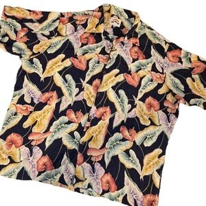 Vintage Pineapple Juice Men XXL Tropical Hawaiian Aloha Floral Costal Collar